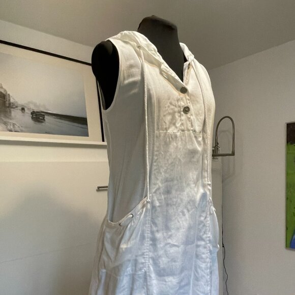 White linen and cotton dress BLU No. 9. Medium size. - Picture 4 of 14